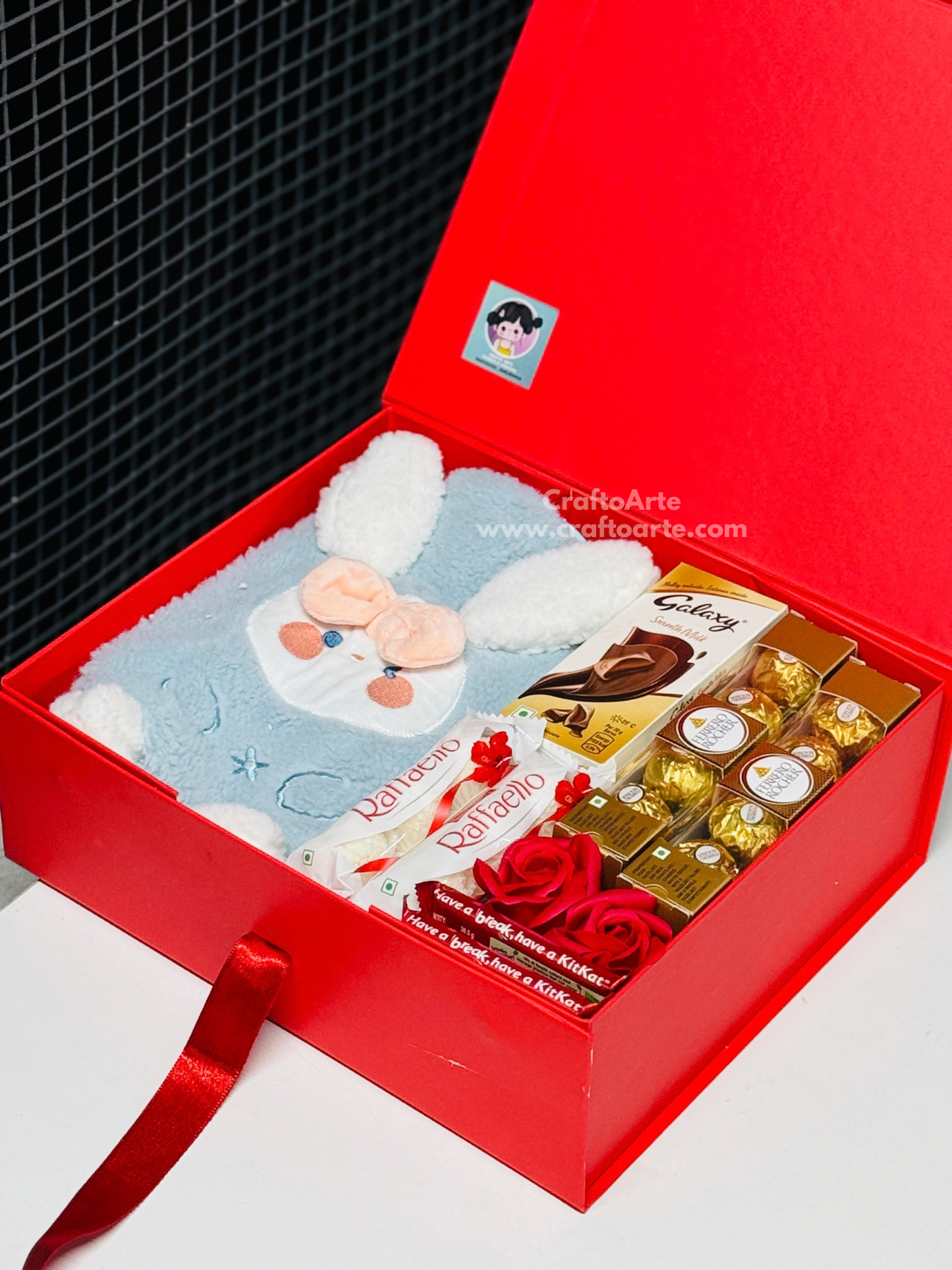 Anniversary Gift Hamper for Her– Hot water bag & Chocolate Surprise Box-014
