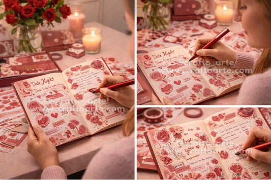 Romantic Manor Rose Journal Kit – Valentine’s Special Scrapbook & Junk Journal Set