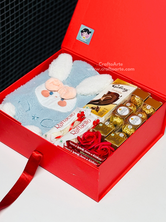 Anniversary Gift Hamper for Her– Hot water bag & Chocolate Surprise Box-014
