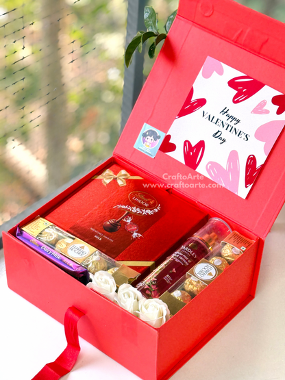 Luxury Valentine’s Day Gift Hamper Box with Chocolates, Roses & Body Mist
