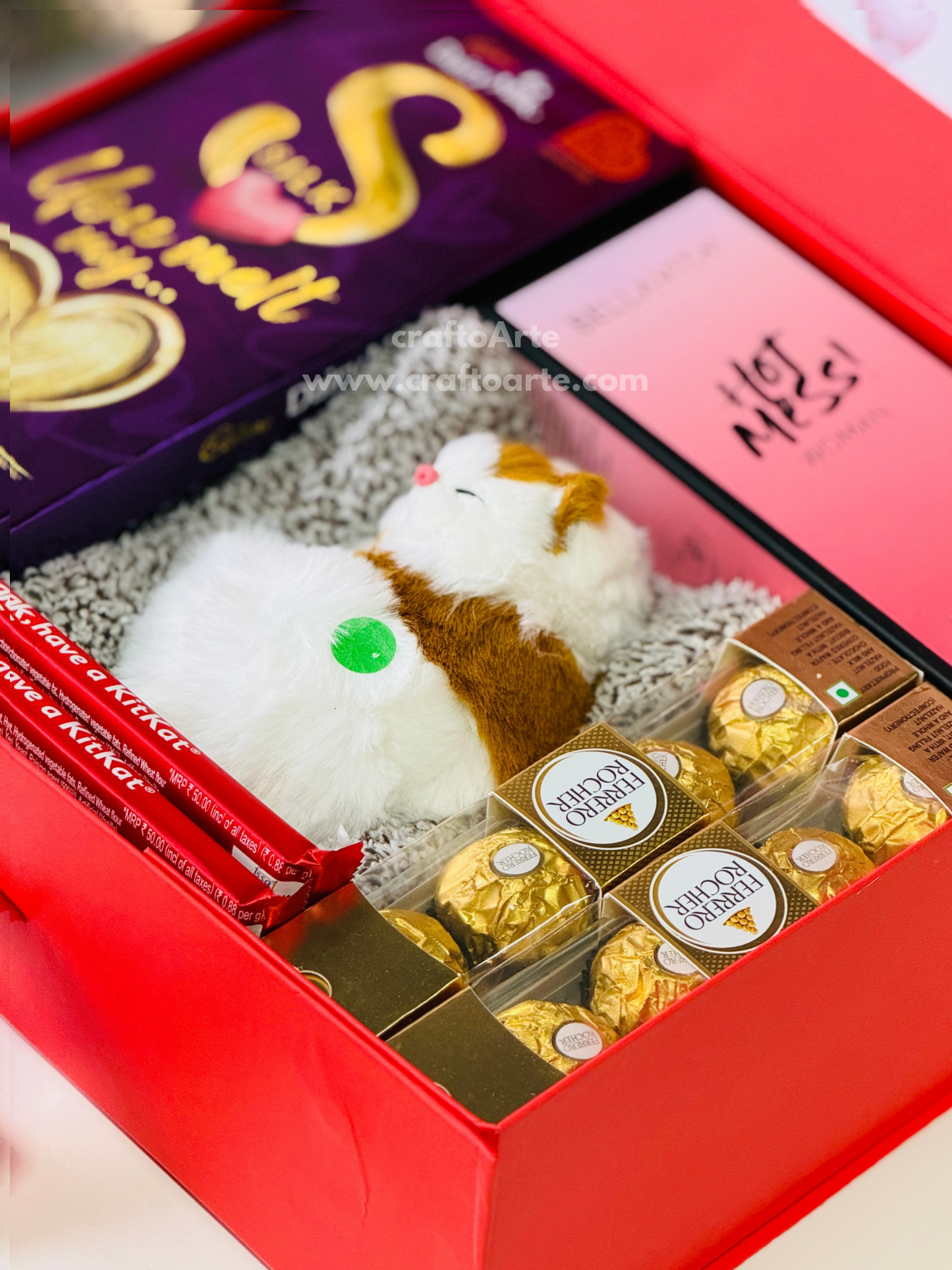 Premium Valentine’s Day Gift Hamper Box with Perfume, Chocolates & Soft Plush Toy
