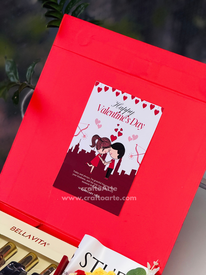 ബെല്ല വീറ്റ പെർഫ്യൂം സെറ്റ്, ഡയറി മിൽക്ക് സിൽക്ക് &amp; റോസ് ബൊക്കെ എന്നിവയുള്ള വാലന്റൈൻസ് ഡേ ലക്ഷ്വറി ഗിഫ്റ്റ് ഹാംപർ ബോക്സ്