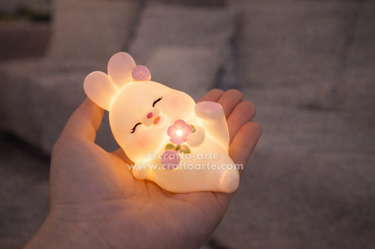 Flower Bunny Night Lamp – Cute Mini LED Night Light