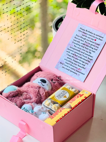 Cute Birthday Gift Hamper for Girlfriend – Teddy & Chocolate Surprise Box-08