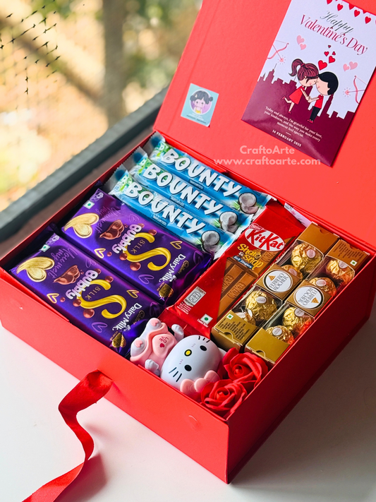 Chocolate Gift Hamper for Girlfriend – Romantic Surprise Box for Her-010