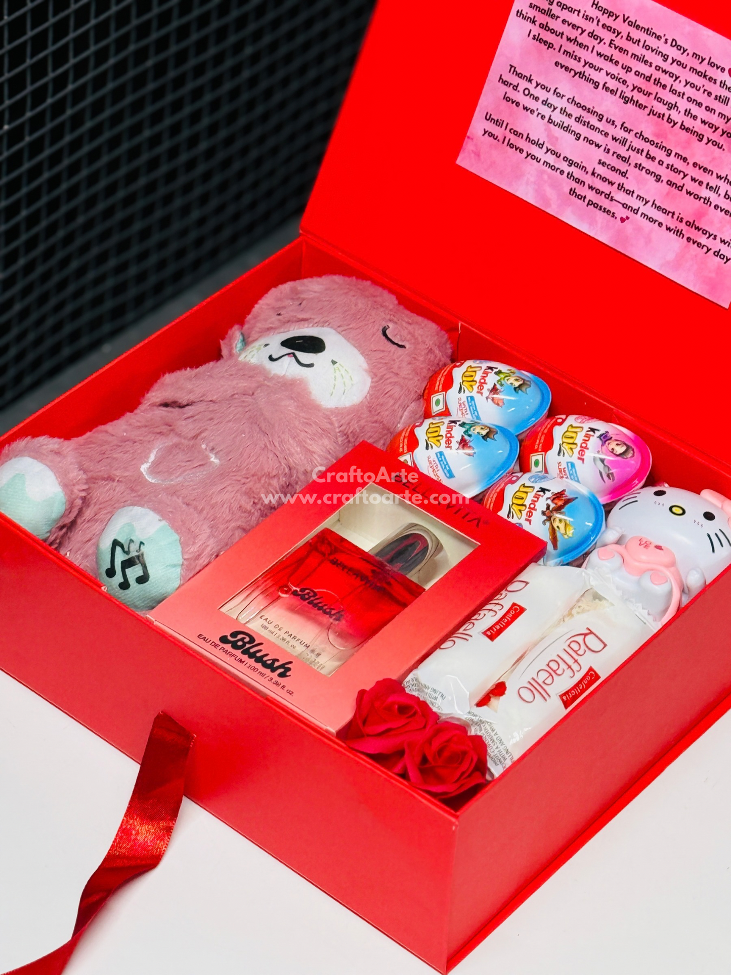 Anniversary Gift Hamper for Girlfriend – Teddy, Perfume & Chocolate Surprise Box-012