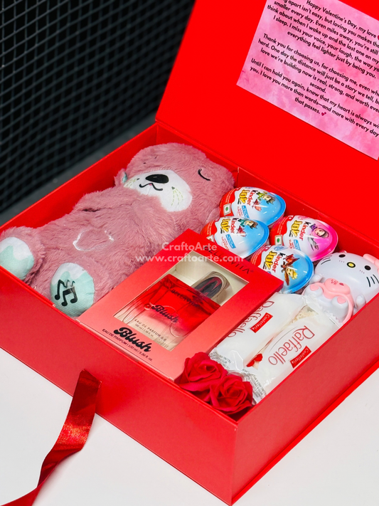 Anniversary Gift Hamper for Girlfriend – Teddy, Perfume & Chocolate Surprise Box-012