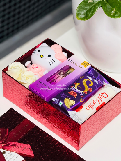 Birthday Gift Hamper for Girlfriend – Perfume & Chocolate Surprise Box-016