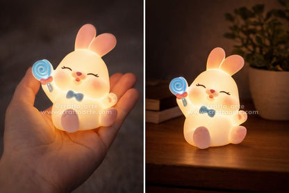 Lollipop Bunny Night Lamp – Cute Mini LED Night Light