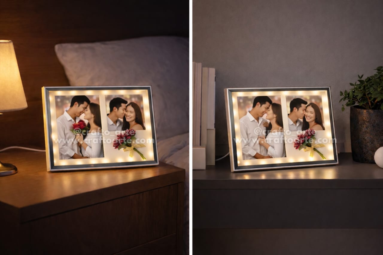 BloomLight LED Photo Frame – Customizable Floral Valentine Frame