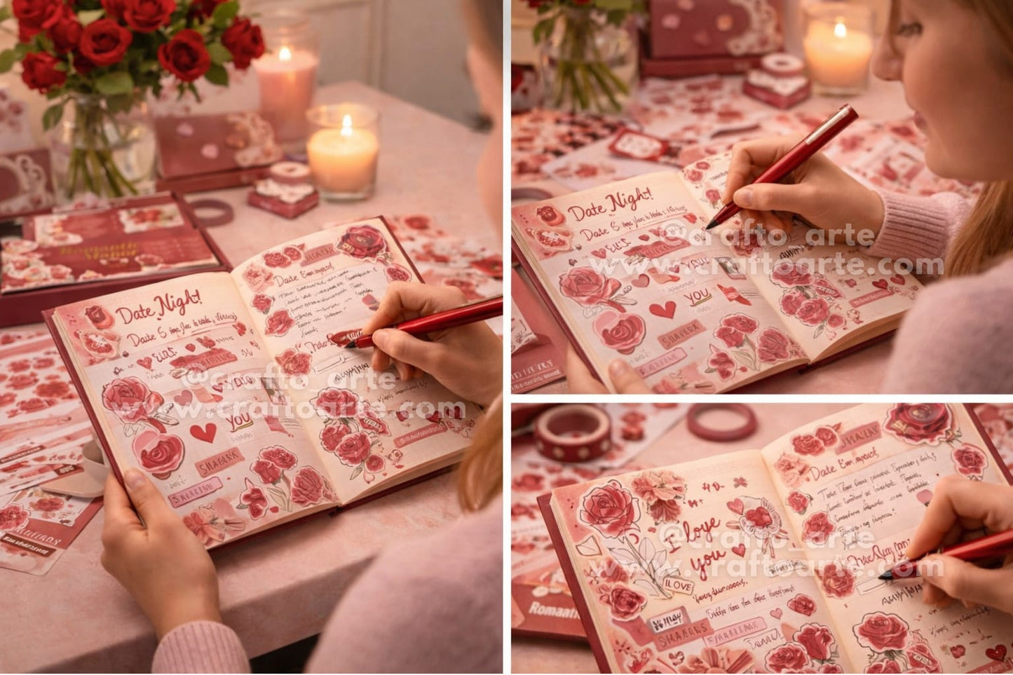 Romantic Manor Rose Journal Kit – Valentine’s Special Scrapbook & Junk Journal Set