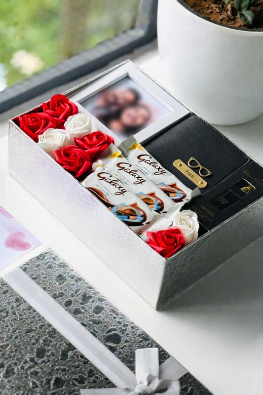 Personalized Photo Gift Hamper with Premium Chocolates, Roses & Fragrance