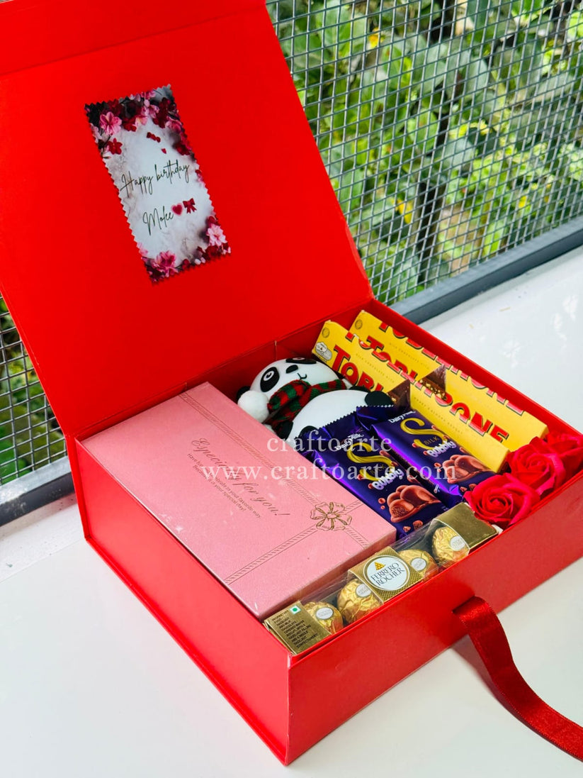 Premium Birthday Gift Hamper Box with periods massager, panda & Chocol ...
