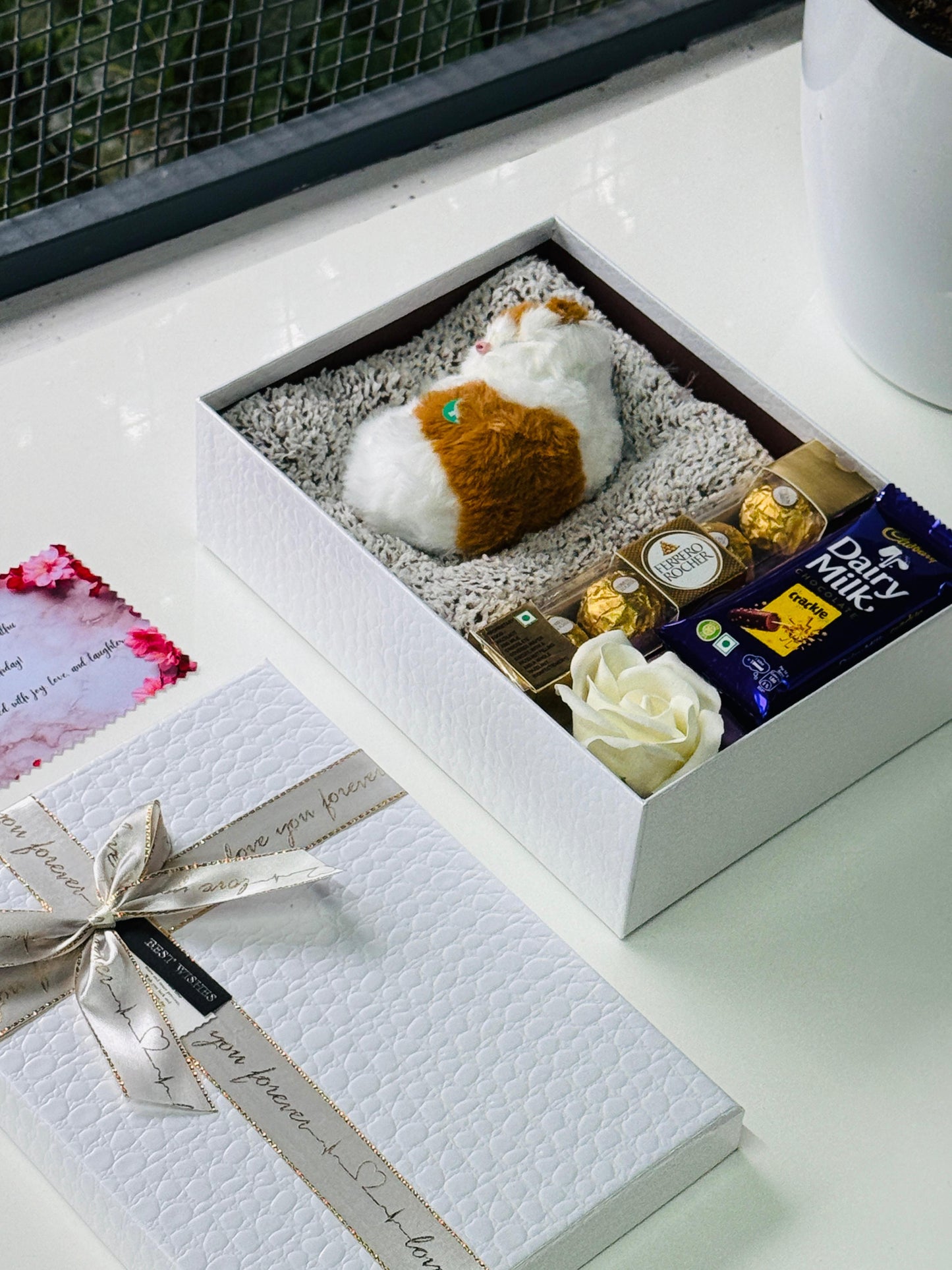 Elegant  Gift Hamper with Cute Sleeping Cat & Premium Chocolates